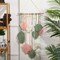 Large Pink Macrame Wall Hanging – Boho Leaf & Feather Woven Tapestry, Bohemian Wall Art for Bedroom, Living Room, or Nursery, 16.5 x 35.4 Inches